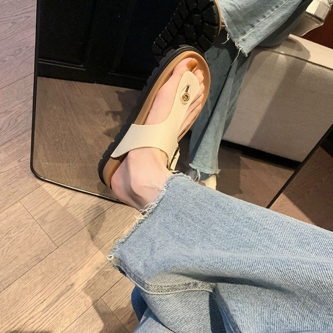Новые в 2025 году женские летние тапочки Birken с квадратной застёжкой, клип-точка, толстой подошвой, ретро простой повседневный внешний вид