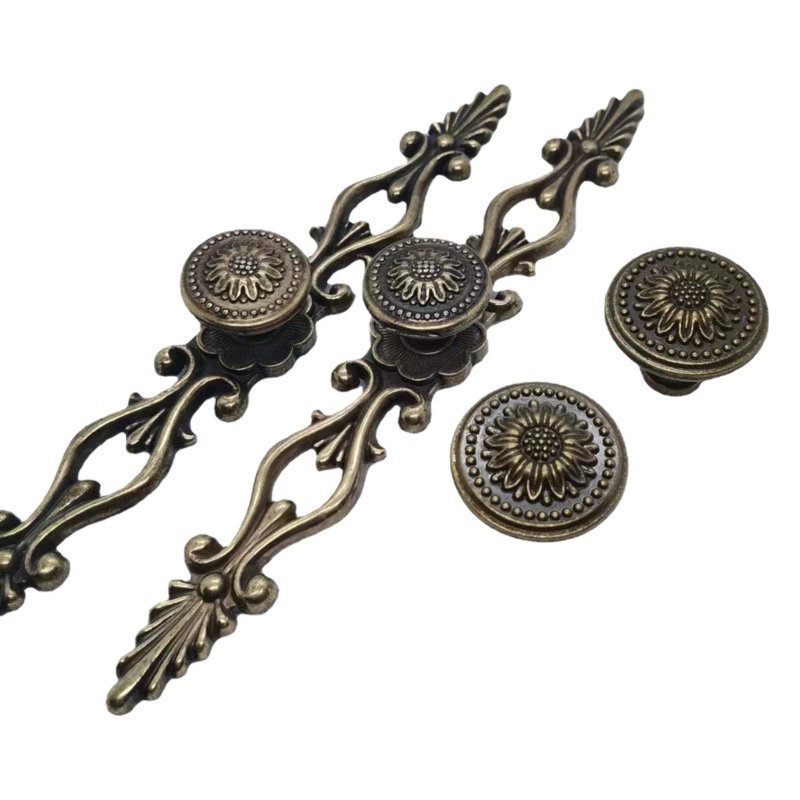 Производитель ручки в европейском стиле ретро резной сплошной ручкой из цинкового сплава дверной ящик ретро сетка красная ручка оптом