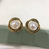Серьги из натурального пресноводного жемчуга Женские новые капли масла Птичье гнездо 18 карат золото жемчуг серьги S925 стерлингового серебра серьги