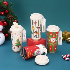 クリスマスプレゼント保温カップ316ステンレス高颜値双飲コーヒーカップカップル誕生日プレゼントかわいいカップ