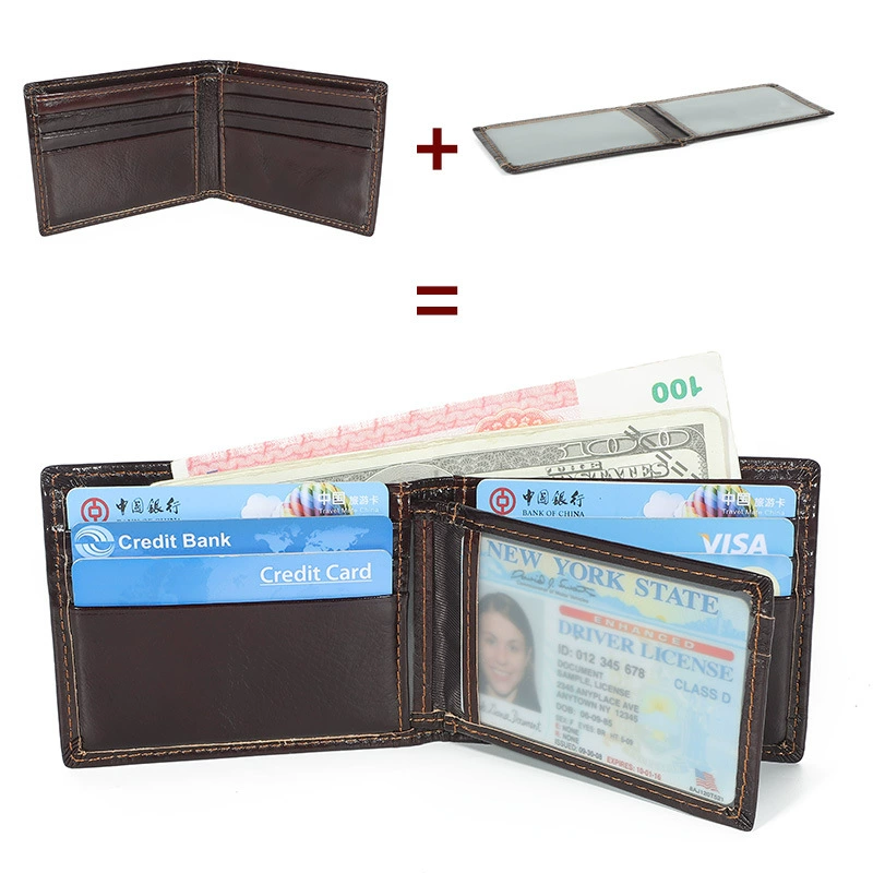Wallet, retro leather card holder, genuine leather, anti-theft, cowhide
