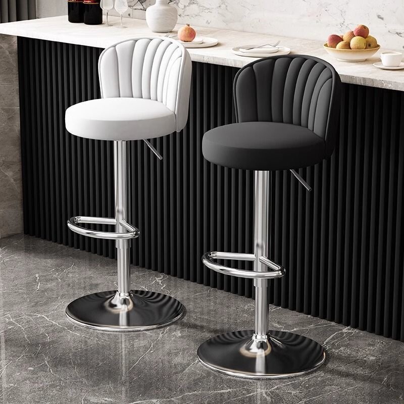 Bar stool with adjustable height, suitable for home use, high stool, rotating cashier counter stool, commercial-grade, light luxury bar stool with backrest, round stool, swivel chair Bar stool with adjustable height, suitable for home use, high stool, rotating cashier counter stool, commercial-grade, light luxury bar stool with backrest, round stool, swivel chair