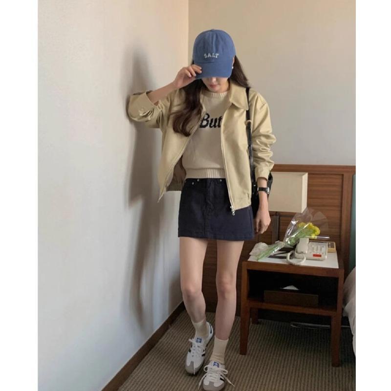 小香风短款夹克深秋外套女2025新款休闲翻领工装棒球服春秋季百搭|undefined