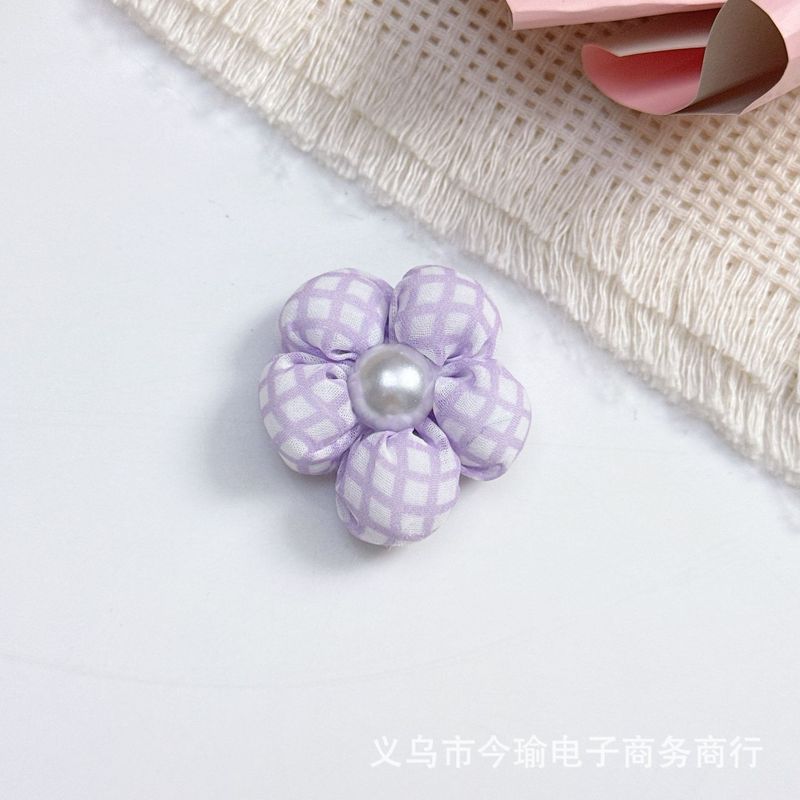 糖果色格子花朵辅料充棉五瓣花头饰发夹DIY饰品服饰配件装饰辅料|undefined