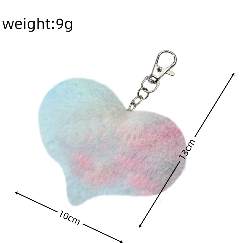 10g Weight Bag Pendant, Keychain Classification Korean Style Gradient Color Heart Shape Imitation Fur Unisex Bag Pendant Keychain