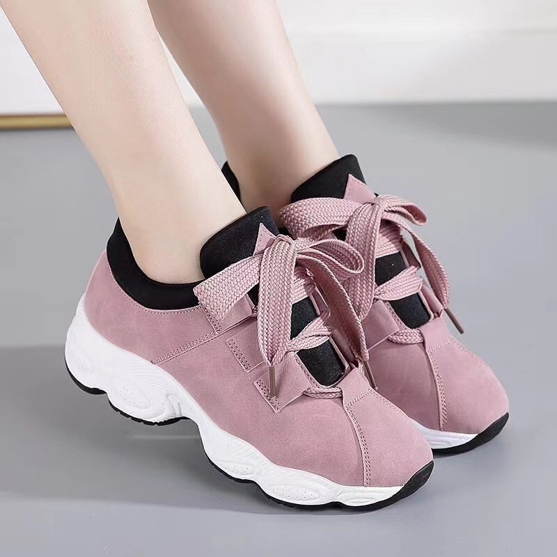 2025 Spring New Women's Shoes Casual Shoes Korean Style Student Thick-Soled Sports Shoes Running Shoes Women's Single Shoes Trbottomy Shoes