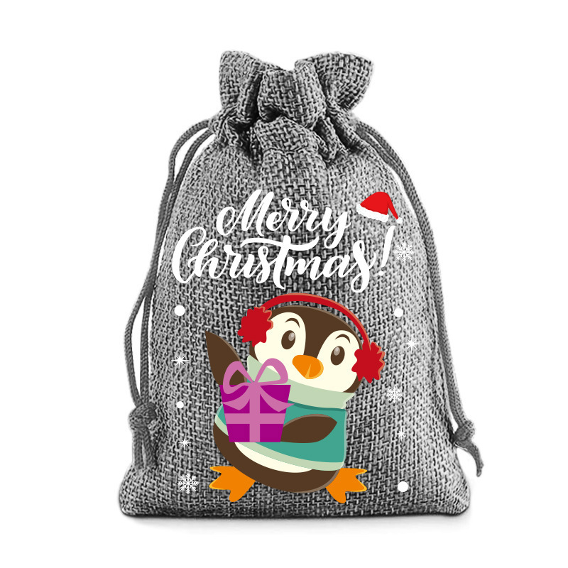 新しい 2025 クロスボーダーパーティーフェスティバルギフトバッグクリスマスリネン巾着ポケット子供のキャンディーバッグ粗い麻袋|undefined