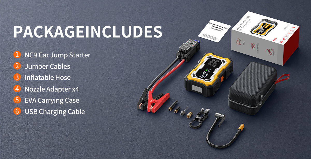 [NC9] Cross-border car emergency starting power supply and air pump integrated power bank, multifunctional portable battery jump starter