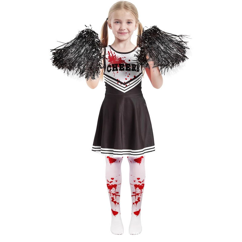 Children's Cheers Cheerleading Gymnastics Costume 3D Digital Print Bloodstain Skirt Party Dance Outfit Set Performance Costume Children's Cheers Cheerleading Gymnastics Costume 3D Digital Print Bloodstain Skirt Party Dance Outfit Set Performance Costume