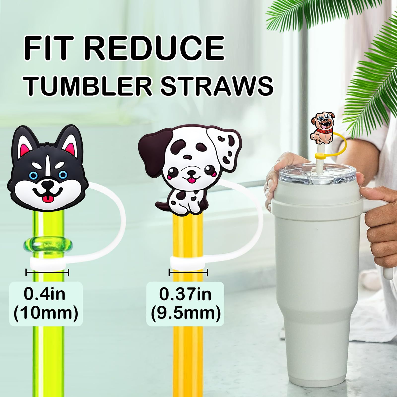 1 Set Quantity INS Style Cute Animal Fruit Tropical Silica Gel Straw Decorative Cap 1 Set