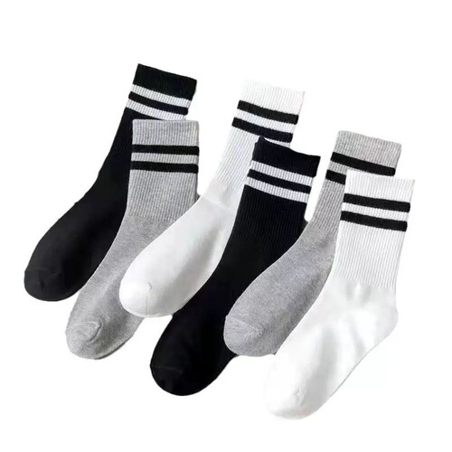 Socks Girl Spring and Summer Crew Socks Striped Double Bar Academy Style Trend Socks Ins Black and White Bunch Socks Cotton Socks Wholesale Socks