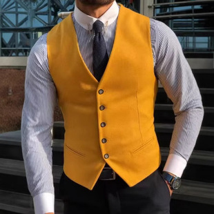 Men's Suit Vest Cross-border Foreign Trade New Herringbone Suit Vest Groom Best Man Men