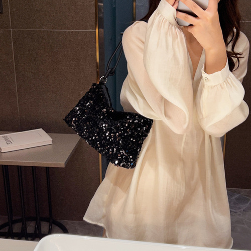 2024 Summer New Style Quality Casual Trendy Glitter Single Shoulder Bag Personality Ins Simple Crossbody Large Loaf Bag