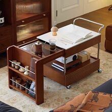 中式复古茶几实木小桌子围炉煮茶移动家用茶柜中式古风沙发边茶几