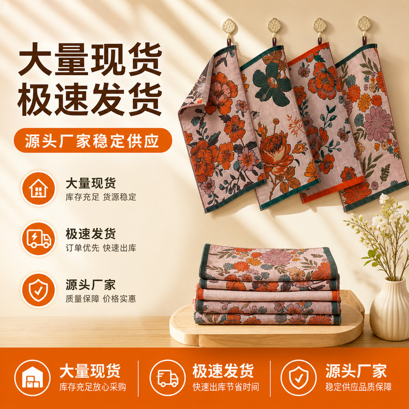 Directly Supplied from the Manufacturer, Floral Gauze Towels in Various Colors and Styles, Mini Compact Towels, Lightweight, Breathable, and Quick-Absorbing Towels