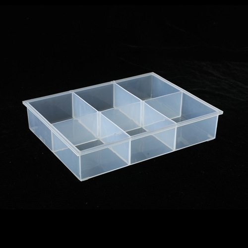 6-compartment transparent display box without lid, plastic storage box, window storage, medium-sized foreign trade organizing box, 6-compartment tray