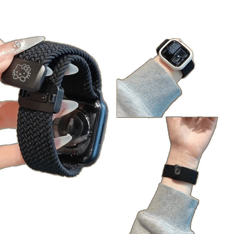 iwatch9/10表带KT猫编织磁吸苹果手表表带适用applewatch876运动|undefined
