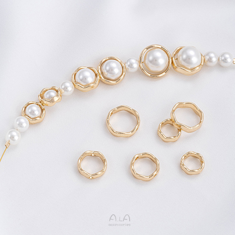 14K包金保色波浪圆环套珠圈隔珠环手工diy串珍珠手链项链饰品配件