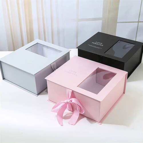 Wholesale Qixi Valentine's Day Soap Flower Box Transparent Semi-Open Window Book Shaped Box Birthday Festival Gift Box