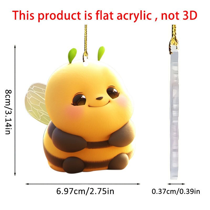 Colgante temático de abeja 2D acrílico decoración abeja bebé colgante regalos navideños accesorios mochila decoración del automóvil image 5