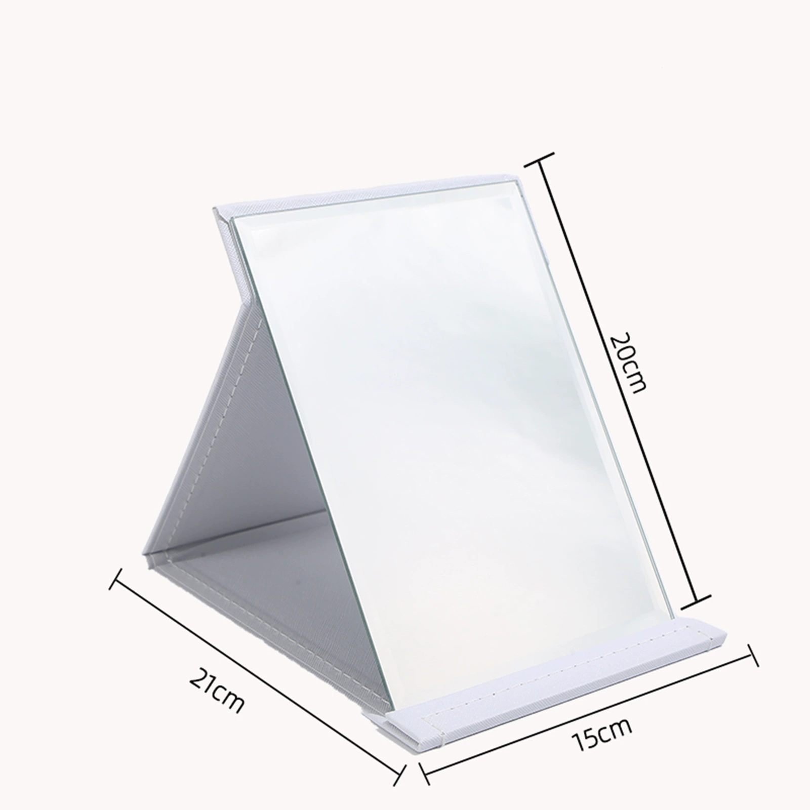 Folding Handheld Table Mirror, PU/Polyurethane Cover, Compact Adjustable Stand, 4 Sizes