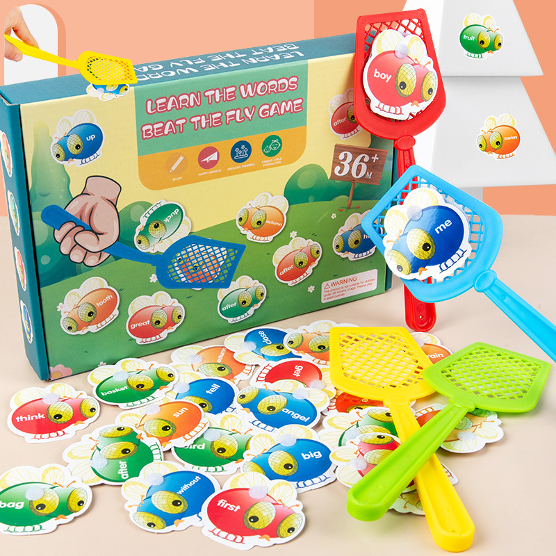 Palabras en inglés transfronterizas intercambiando moscas diversión educativa para niños aprendizaje en inglés entrenamiento memoria de concentración juguetes de madera image 3