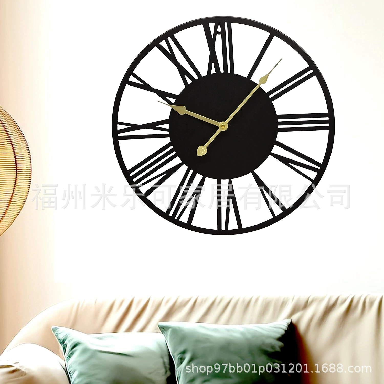 北欧罗马数字时钟铁艺挂表创意客厅简约挂钟家用钟表装饰静音壁钟