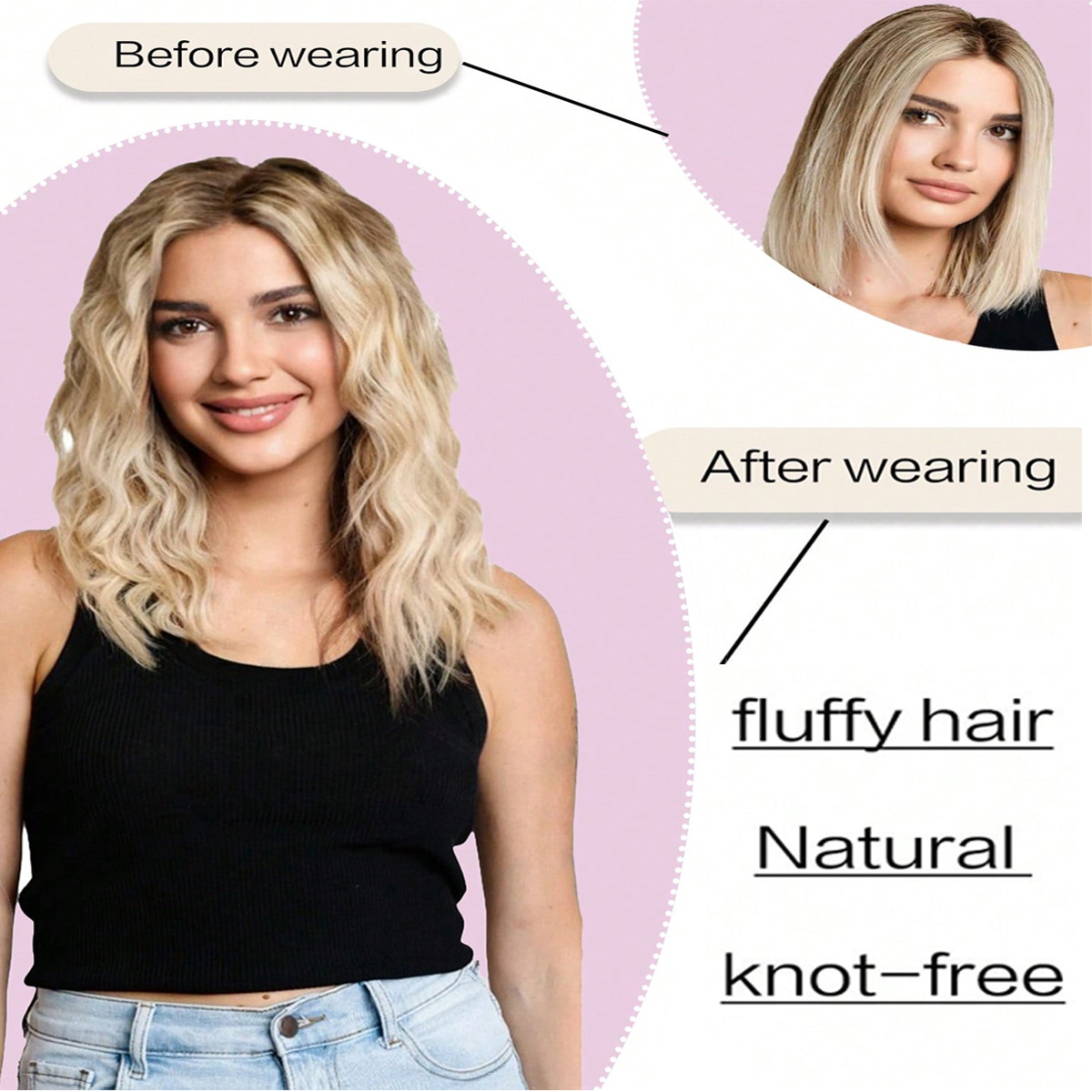 Wig piece Women's 4-piece Water Corrugated Wig Hair-increasing Amount Hair-receiving piece Natural Simulation Water Corrugated Wig