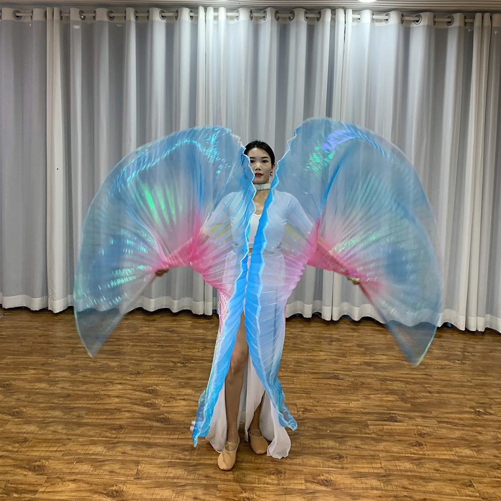 Belly dance golden wings props dance Egypt Indian dance transparent colorful 3 colors three colors red yellow blue gradient color 