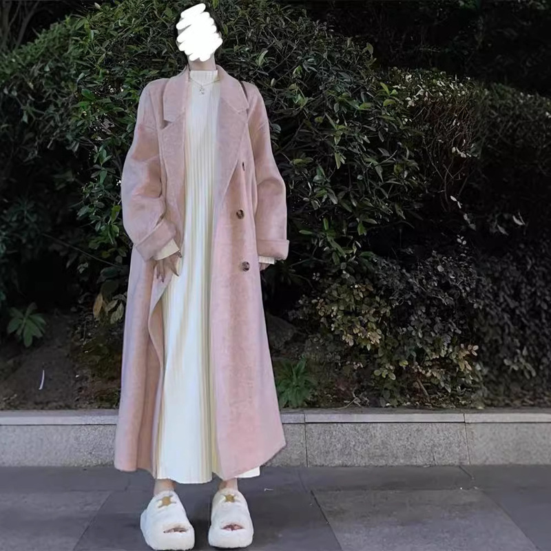 初早秋白色长裙针织连衣裙子女2025新款大衣内搭打底中长款毛衣裙|undefined