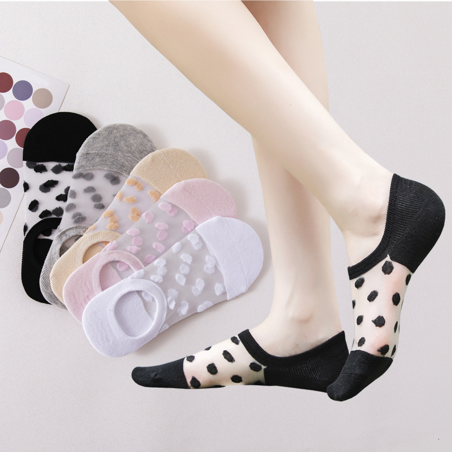 polka dot socks children summer thin glass silk invisible socks boat socks breathable socks mesh ultra thin socks wholesale generation hair