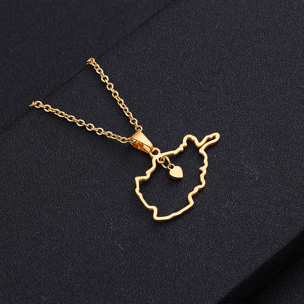 Edelstahl Afghanistan Karte Halskette Paar Stil Ethno-Stil beliebte Persönlichkeit Öltropfen Titan Stahl Zubehör_voghion.com