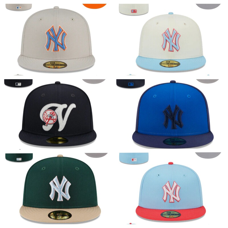 New York Yankees Size Cap, Closed-Back Baseball Cap, Sun Protection Visor, Embroidered Hat, Various Styles and Colors