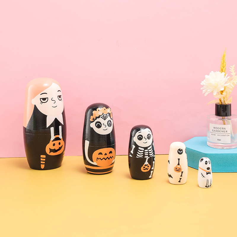ロシアのマトリョーシカ人形 5 層ハロウィンガールカボチャガール木製工芸品装飾品イースターギフトクロスボーダー|undefined