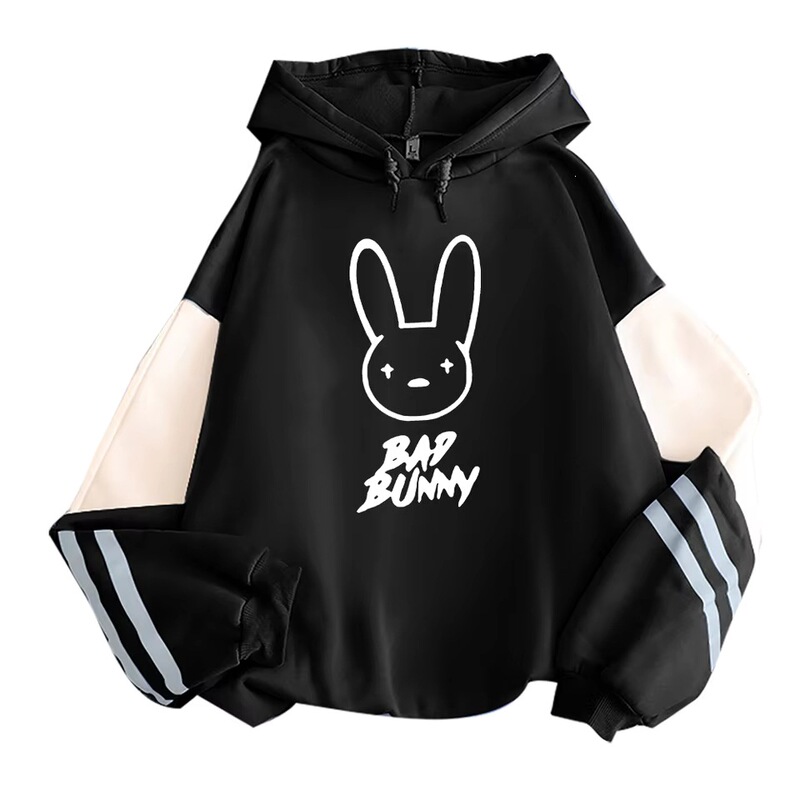 Funny Bad Bunny Hoodie Printed Kawaii Cartoon Harajuku Oversized Streetwear Sweatshirt Korean Style Long