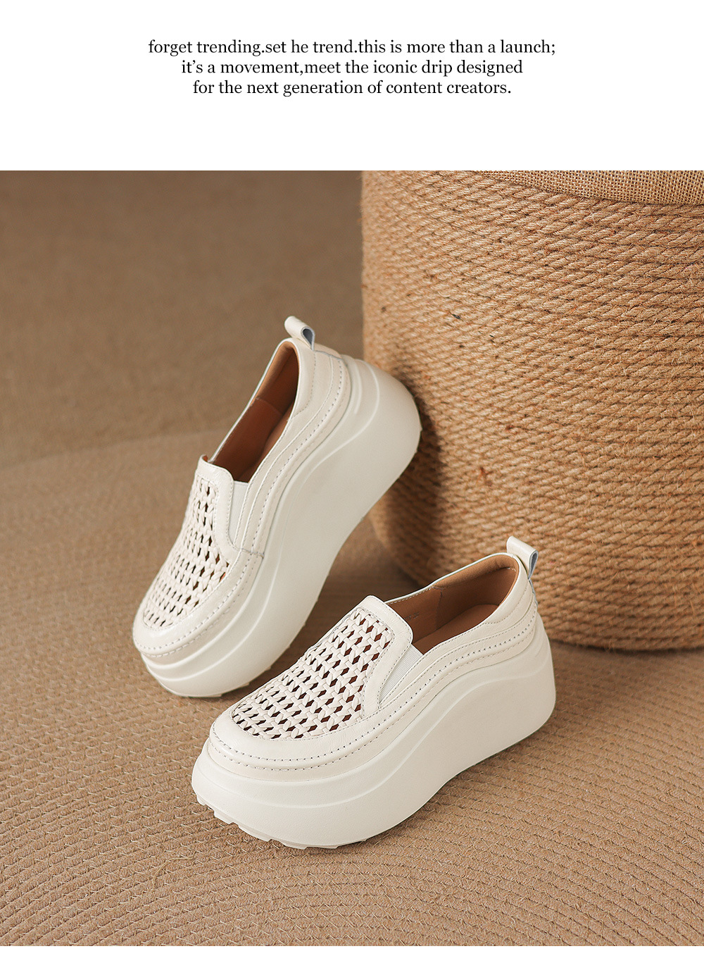 Giày sandal cao gót nữ hở mũi đế dày da thật mũi tròn phong cách lười — màu đen, màu trắng ngà chi tiết 14