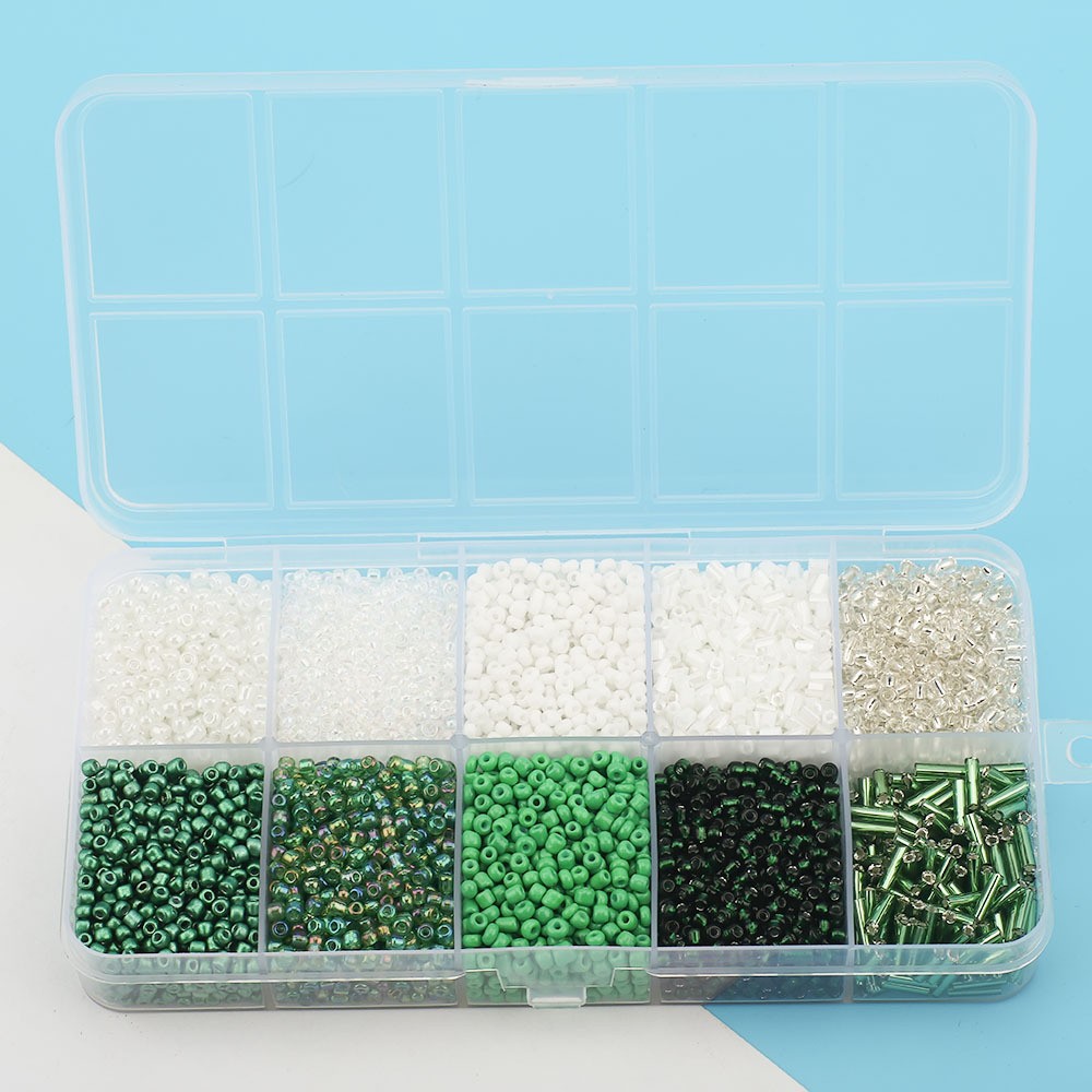 Cuentas de arroz 10 cuadrícula multicolor caja clásica de cuentas sueltas sequinilla pulsera pendientes DIY accesorios joyería al por mayor