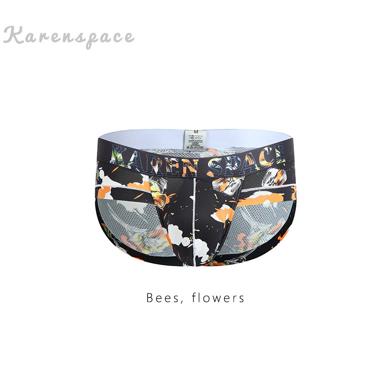 Men's triangle underwear ice silk mesh summer breathable low Waist Seamless close-fitting thin youth fashion underwear Men's triangle underwear ice silk mesh summer breathable low Waist Seamless close-fitting thin youth fashion underwear