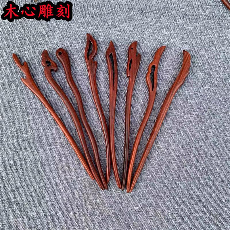 紫檀木发簪工厂批发旗袍发饰品古风汉服盘发流苏步摇发钗木簪子