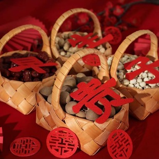 Wedding Festive Supplies Early Childbirth Basket Fruit Basket Hand-woven Basket Hand-held Basket Flower Basket Home Decoration