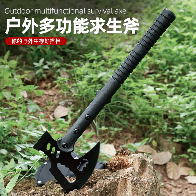 High Manganese Steel Multifunctional Military Axe Camping Survival Tactical Mountain Climbing Axe Firewood Splitting Axe Outdoor Survival Axe
