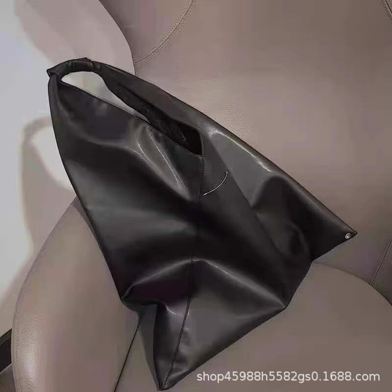 New Style Triangle Tote Bag, Casual and Versatile Shoulder Crossbody Bag, Two-Layer Cowhide Large Capacity Handbag