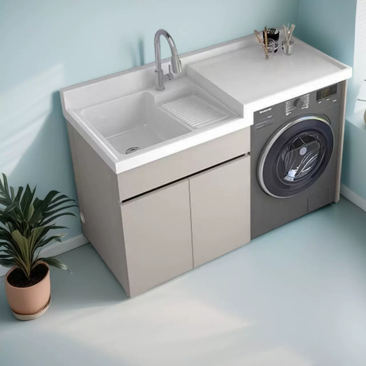 蜂窝铝洗衣机阳台柜洗衣柜洗手台盆带搓板洗脸池槽浴室柜洗漱台