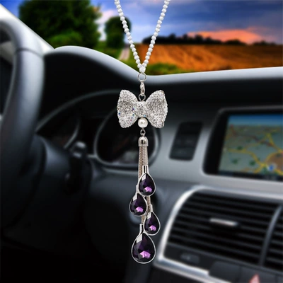 Car hanging — interior decoration car accessories - bow-drops-dark-purple