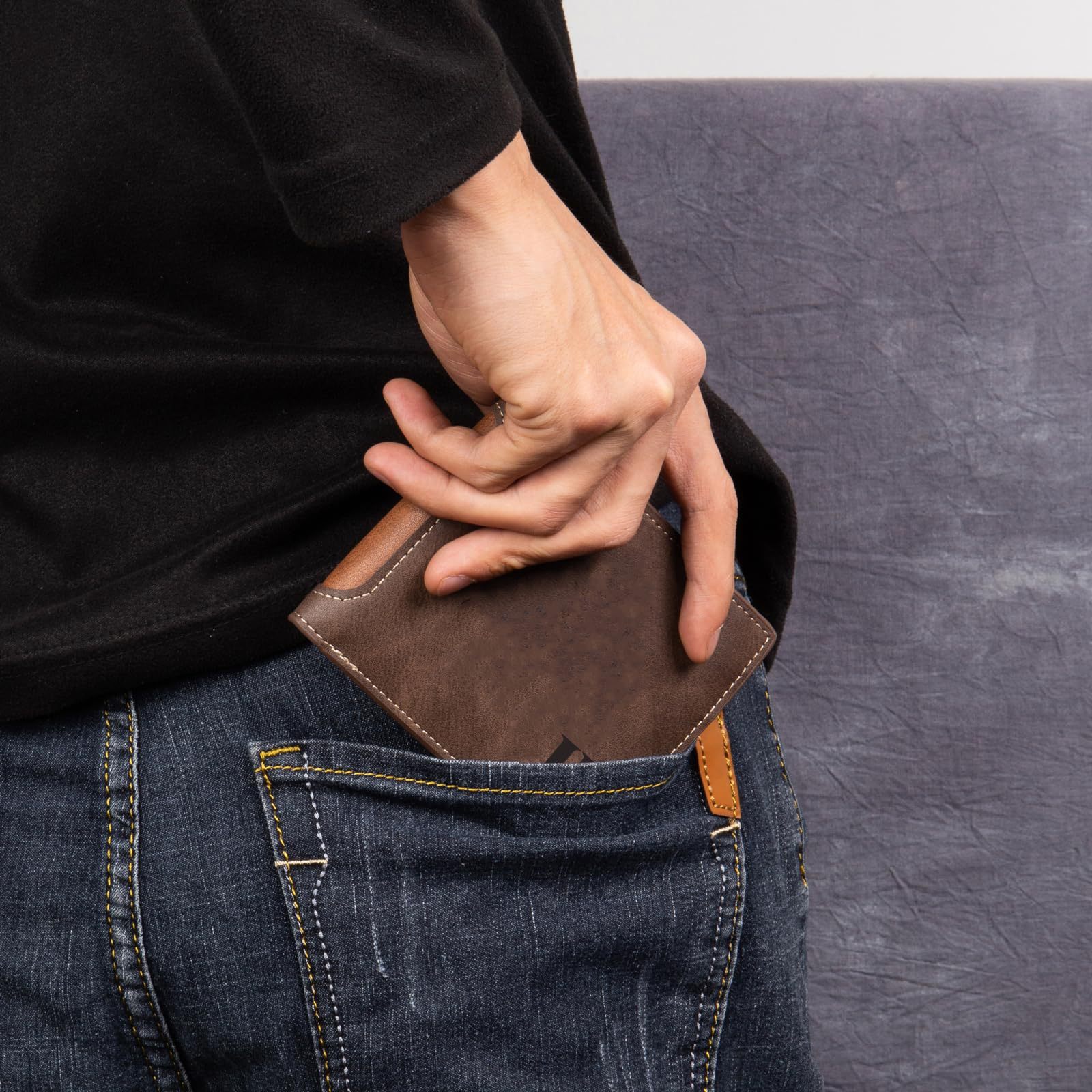 Cartera multitarjeta horizontal de tres pliegues personalizada transfronteriza Cartera de cuero suave informal para hombres jóvenes Cartera corta de cuero para hombres