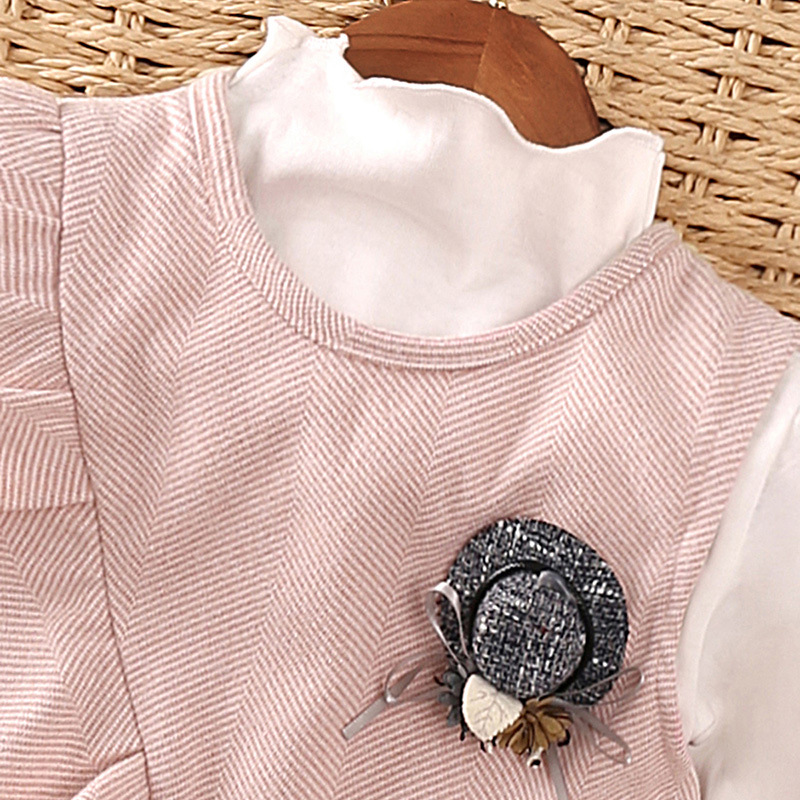 Set primavera e autunno edizione coreana Top lavorato a maglia a maniche lunghe per bambina con gonna con cinturino Abbigliamento per bambini_voghion.com