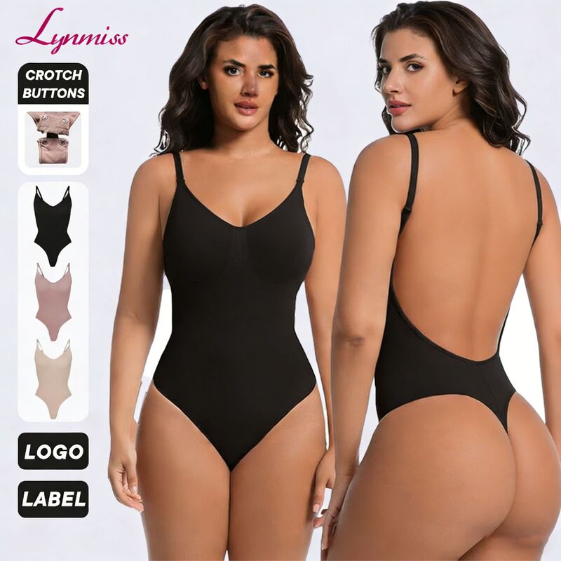 Shapewear Bodysuit for Women, Seamless Slimming Bodysuit with Large Backless Straps, Thong Bodysuit, Tummy Control Corset, Tight-Fitting