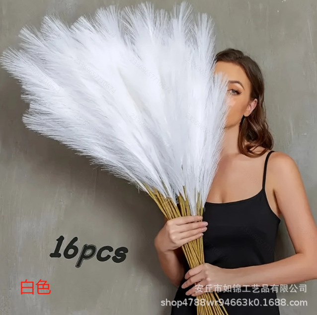 Cross-Border 50cm Single-Stem Artificial Reed, Artificial Flowers, Artificial Pampas Grass, Home and Wedding Decoration Pampas Grass