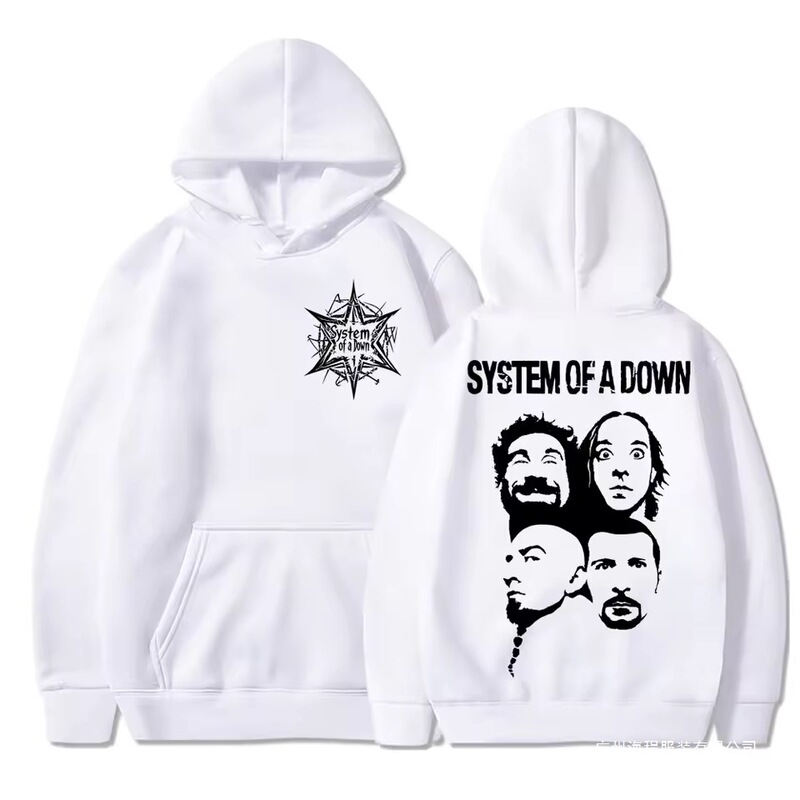 A Vintage-Style Rock Band down Jacket Sweatshirt for Men and Women in Harajuku Gothic Punk Style