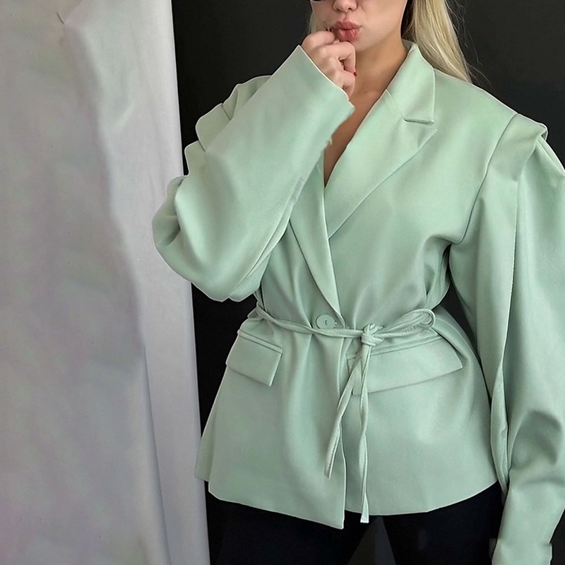 2026 nuevo verano de ropa de mujer Europa y América comercio exterior ropa de mujer elegante viaje de color sólido lazos trajes de cuello chaqueta de verano